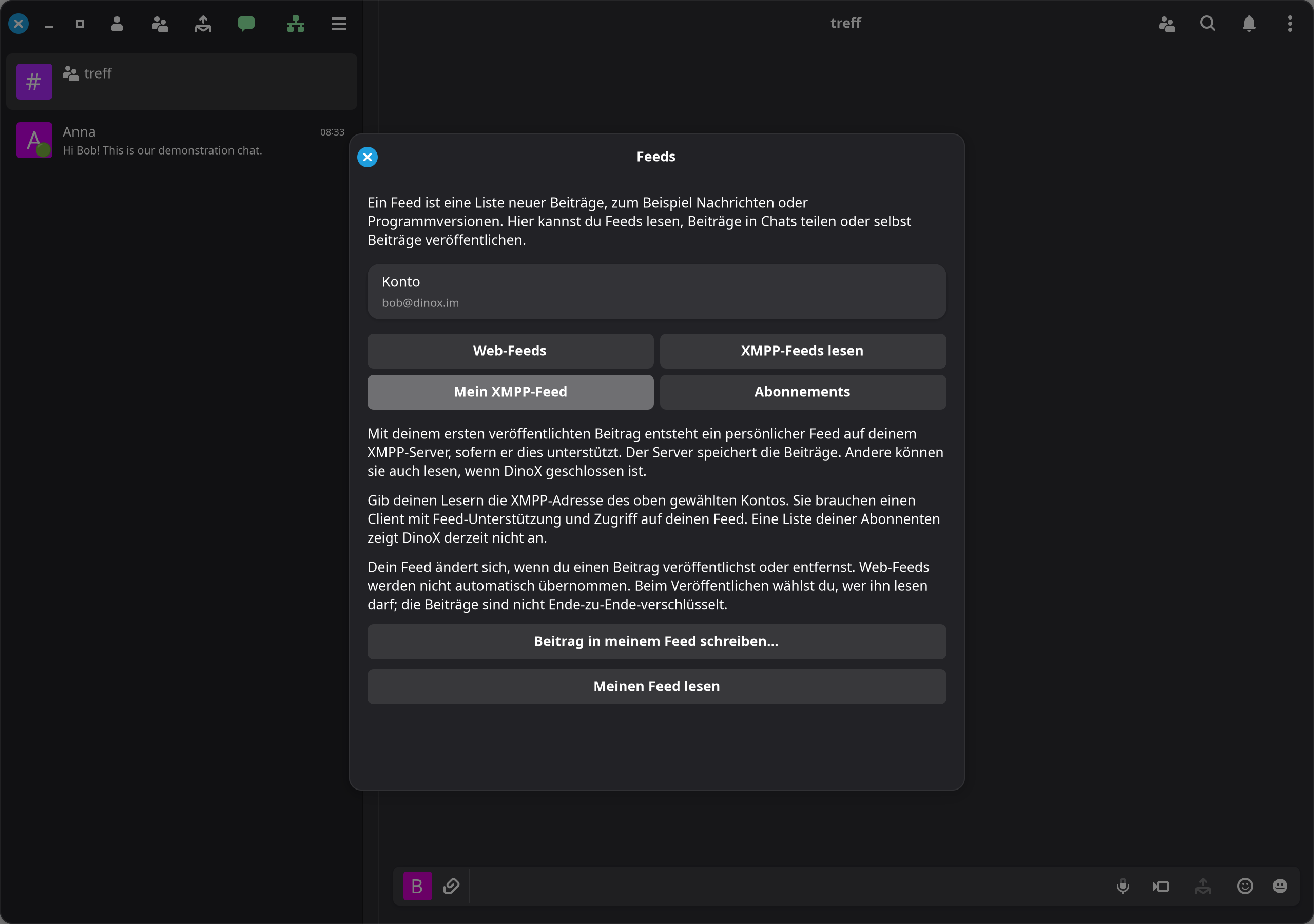 Dein eigener XMPP-Feed: veröffentlichen und nachlesen.