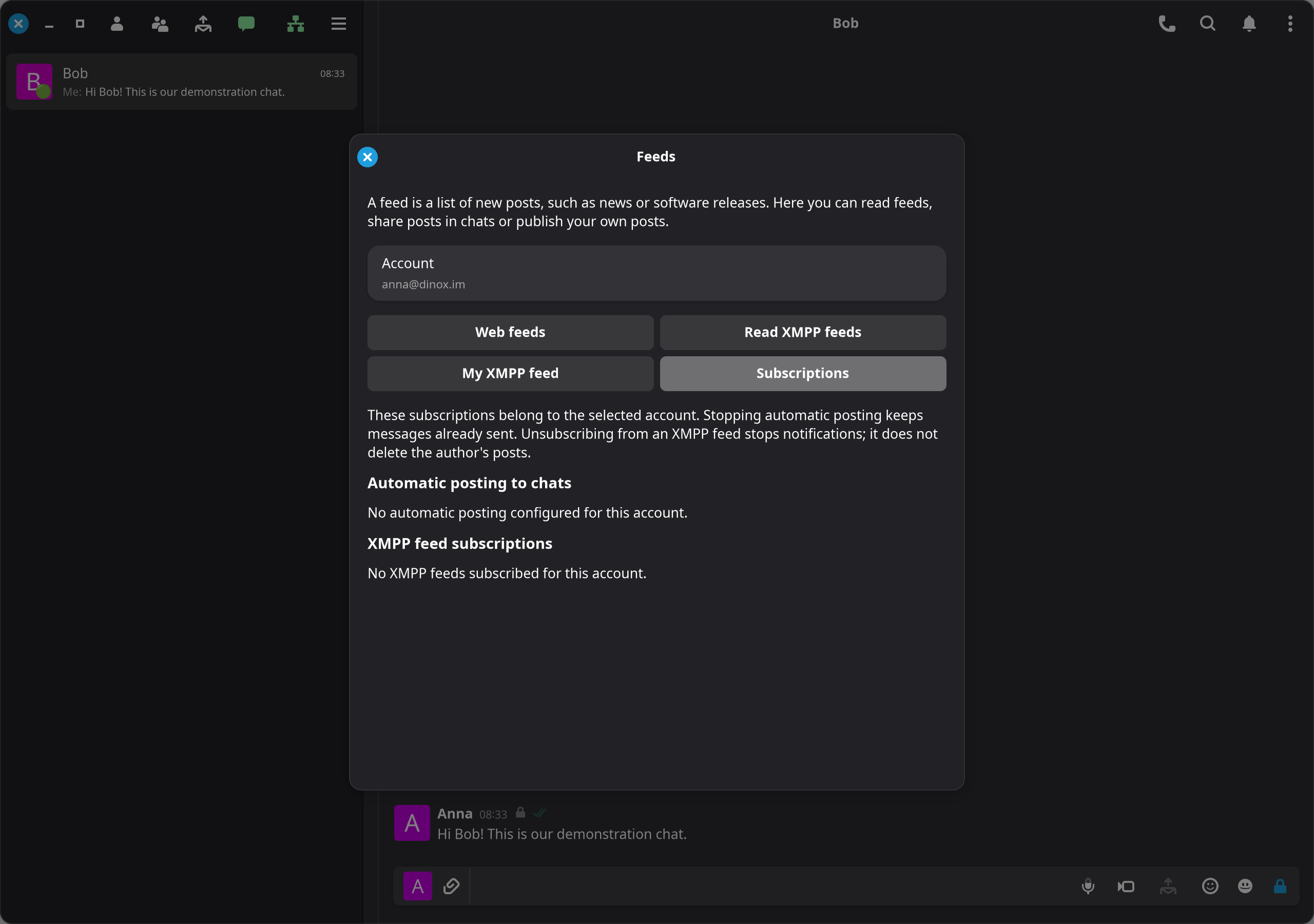 Subscriptions belong to the selected account. This demo account has none yet.