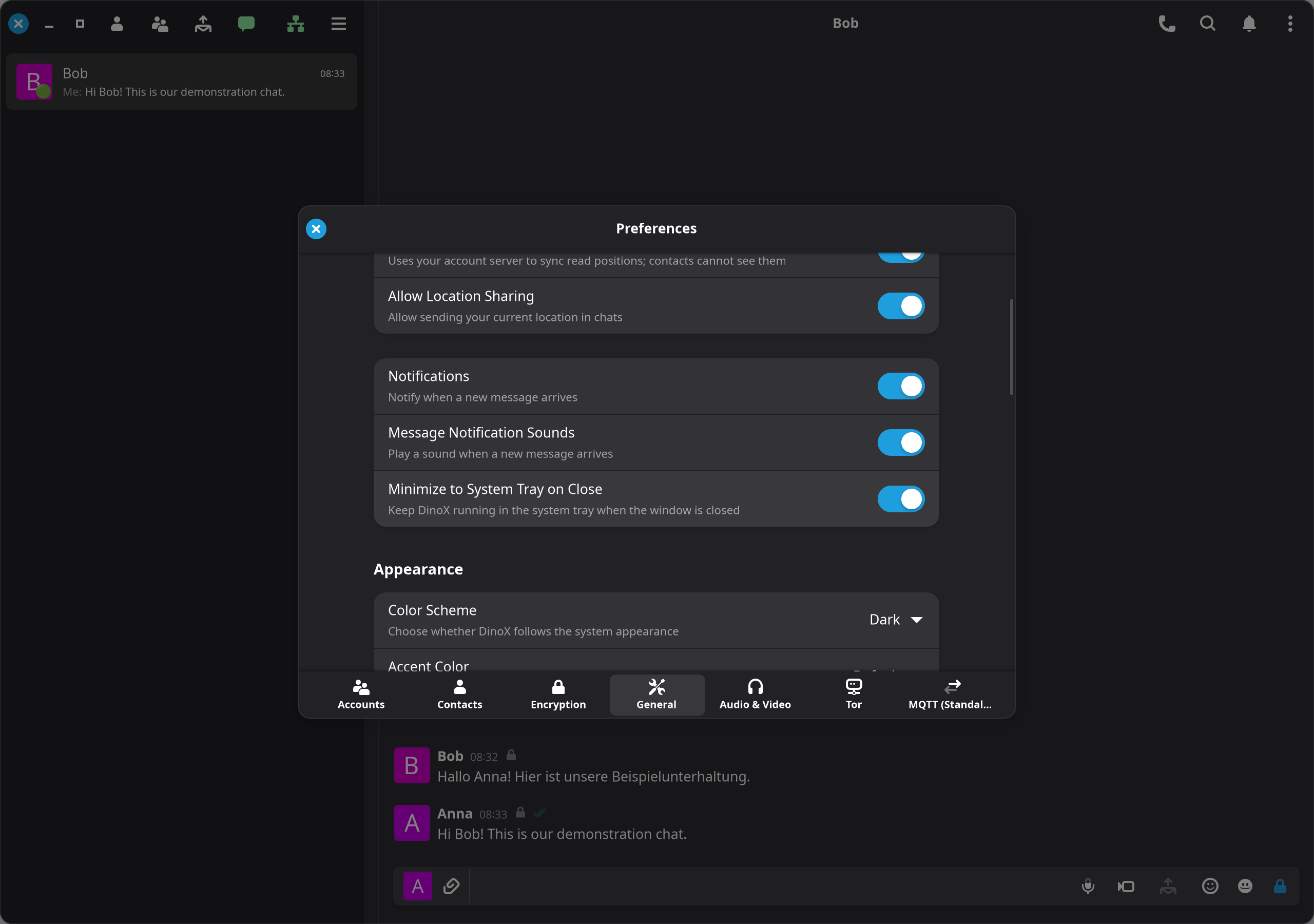 Global notifications and message sounds.