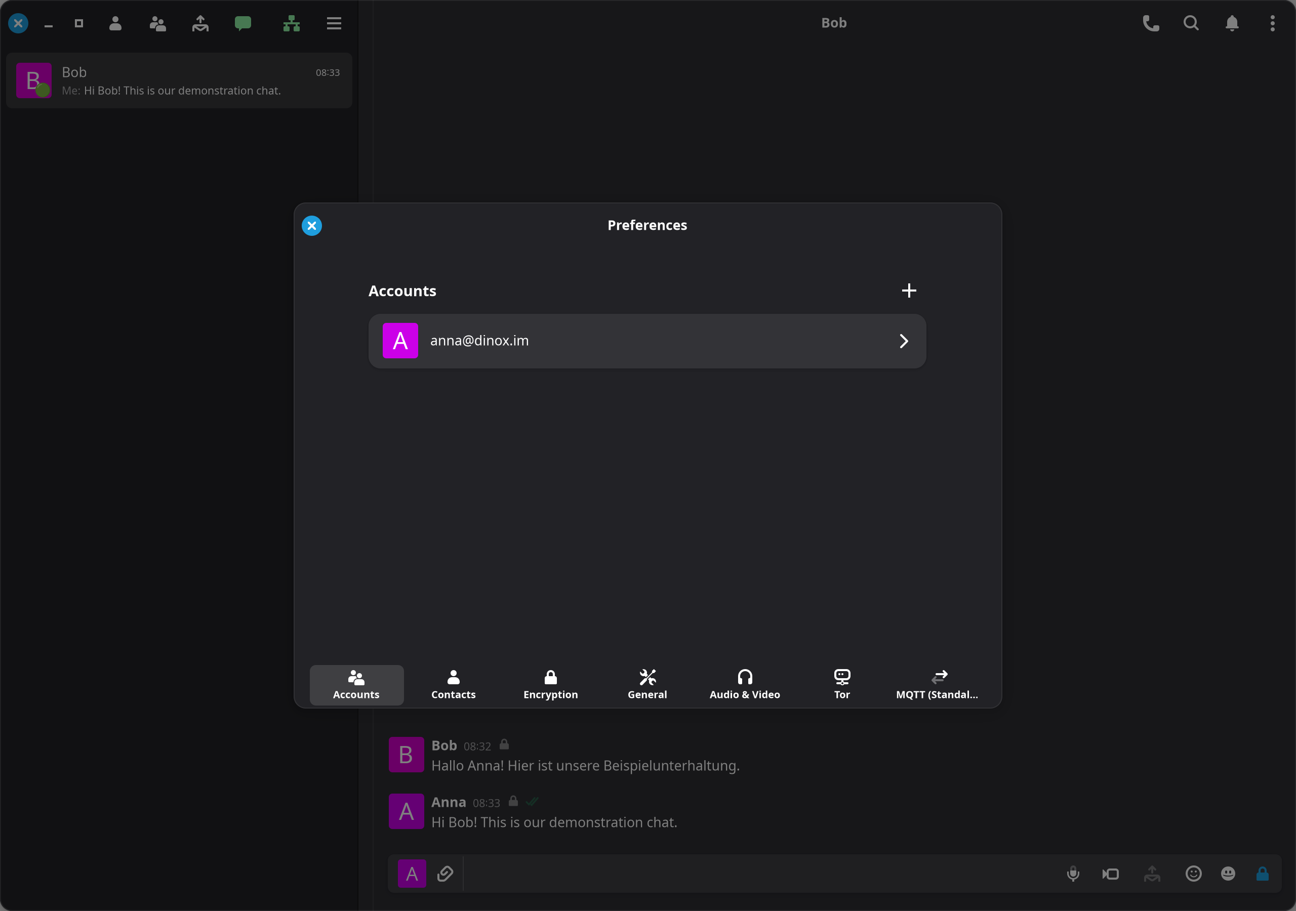 Account overview: open an account or add another using the plus.