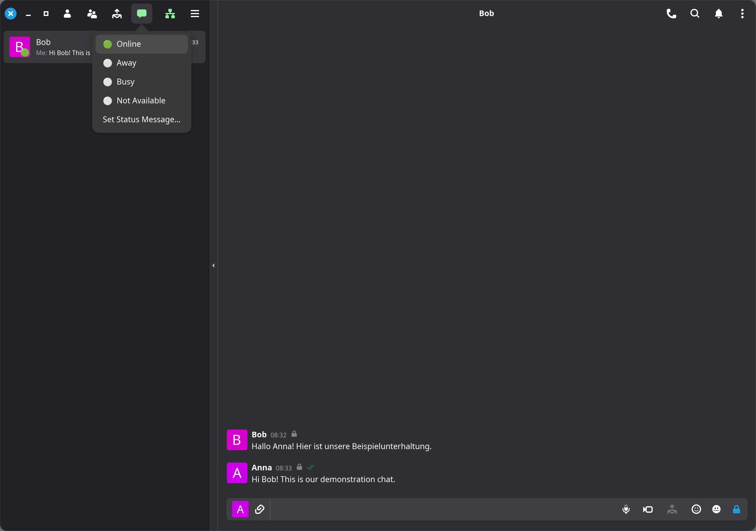 Presence status and your own status message.