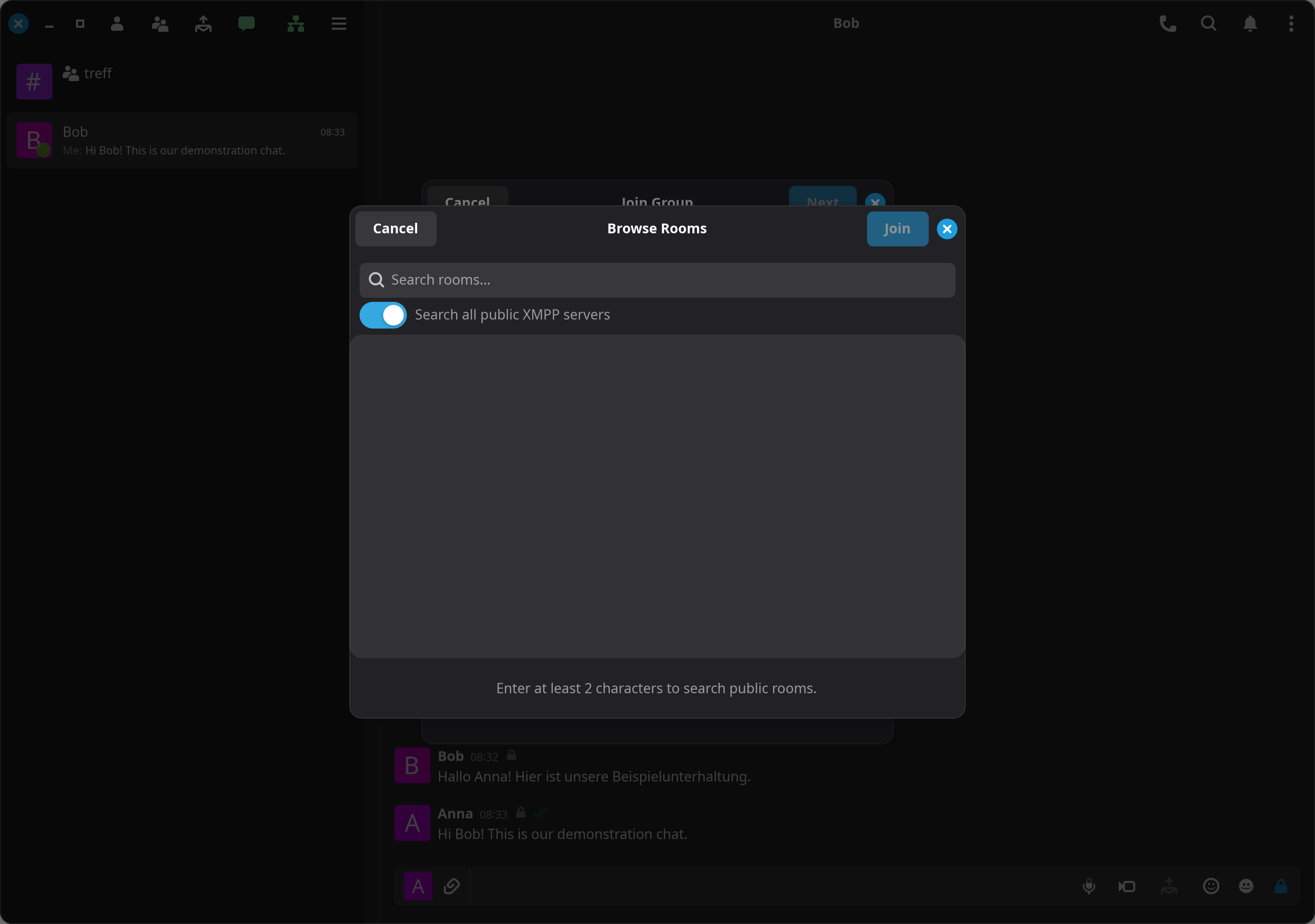 Enable public search, then enter at least two characters.
