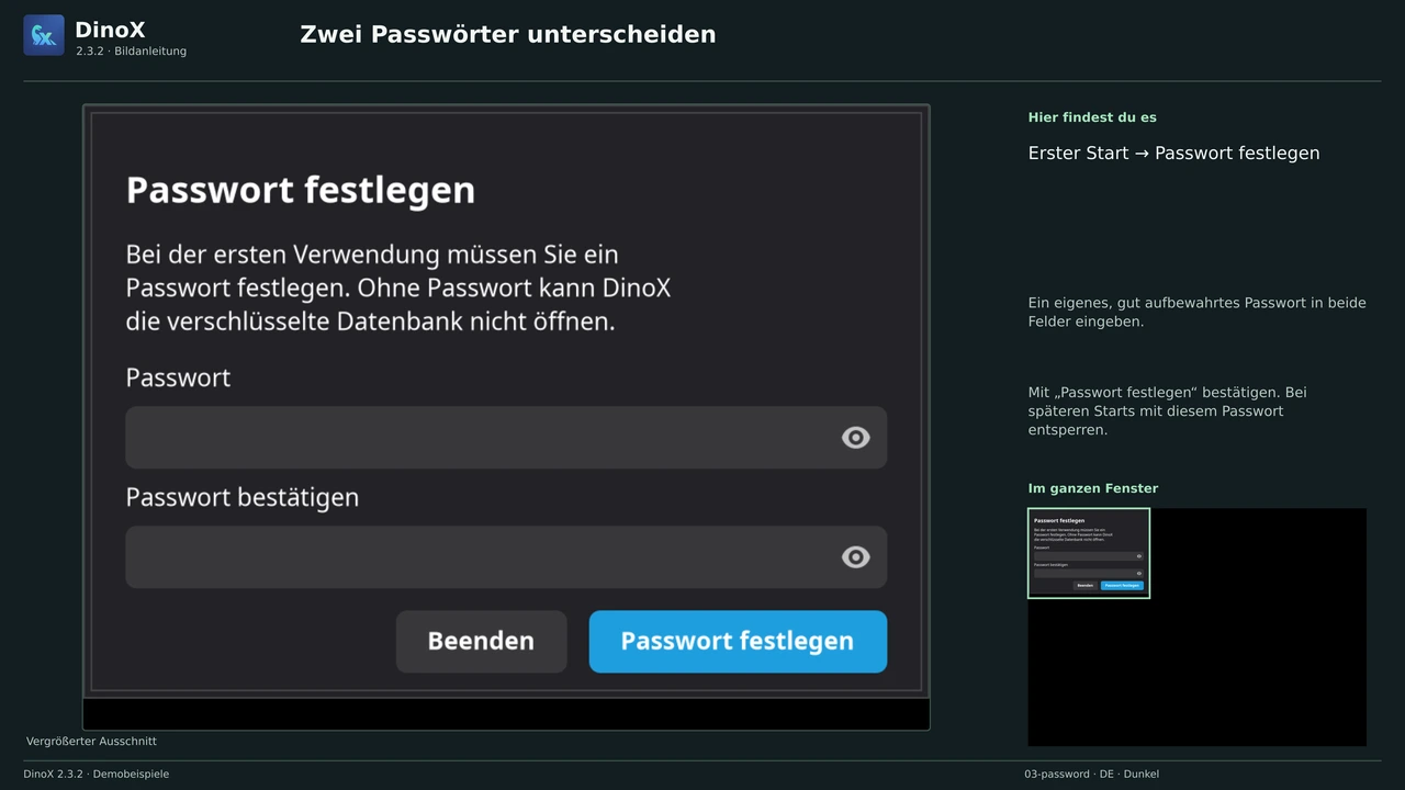 Zwei Passwörter unterscheiden