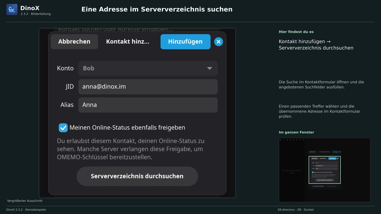 Eine Adresse im Serververzeichnis suchen