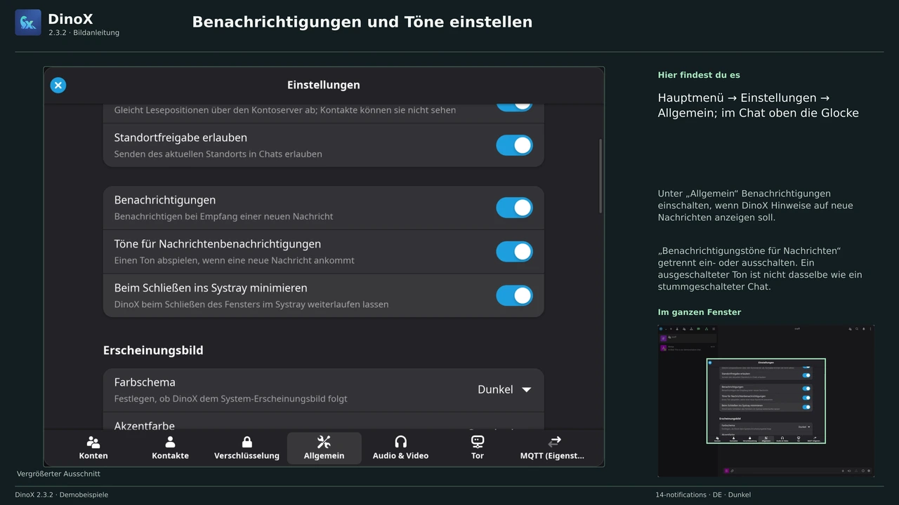 Benachrichtigungen und Töne einstellen