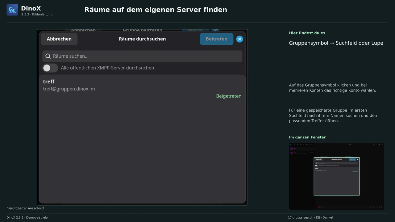 Räume auf dem eigenen Server finden