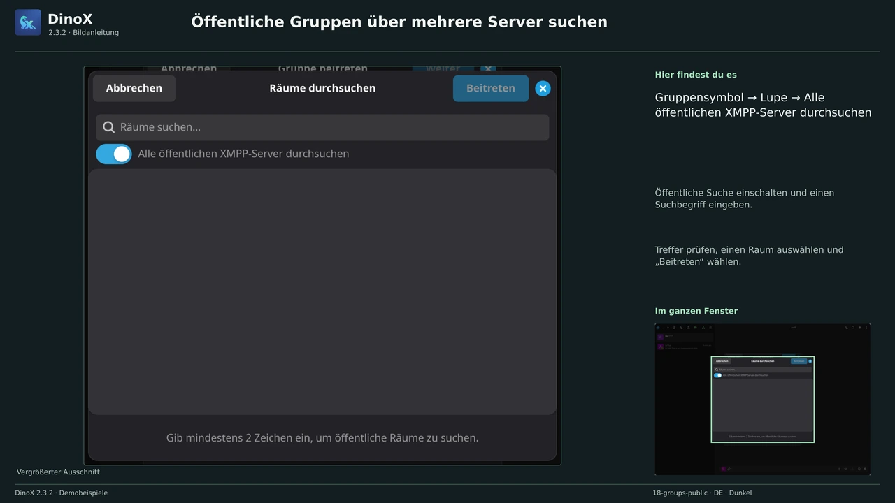 Öffentliche Gruppen über mehrere Server suchen