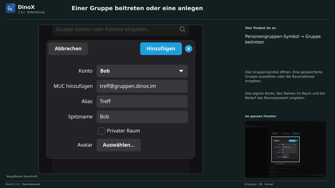 Einer Gruppe beitreten oder eine anlegen