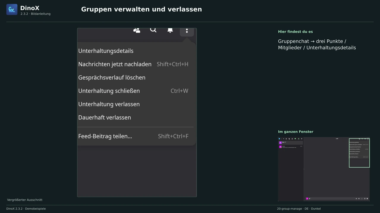 Gruppen verwalten und verlassen
