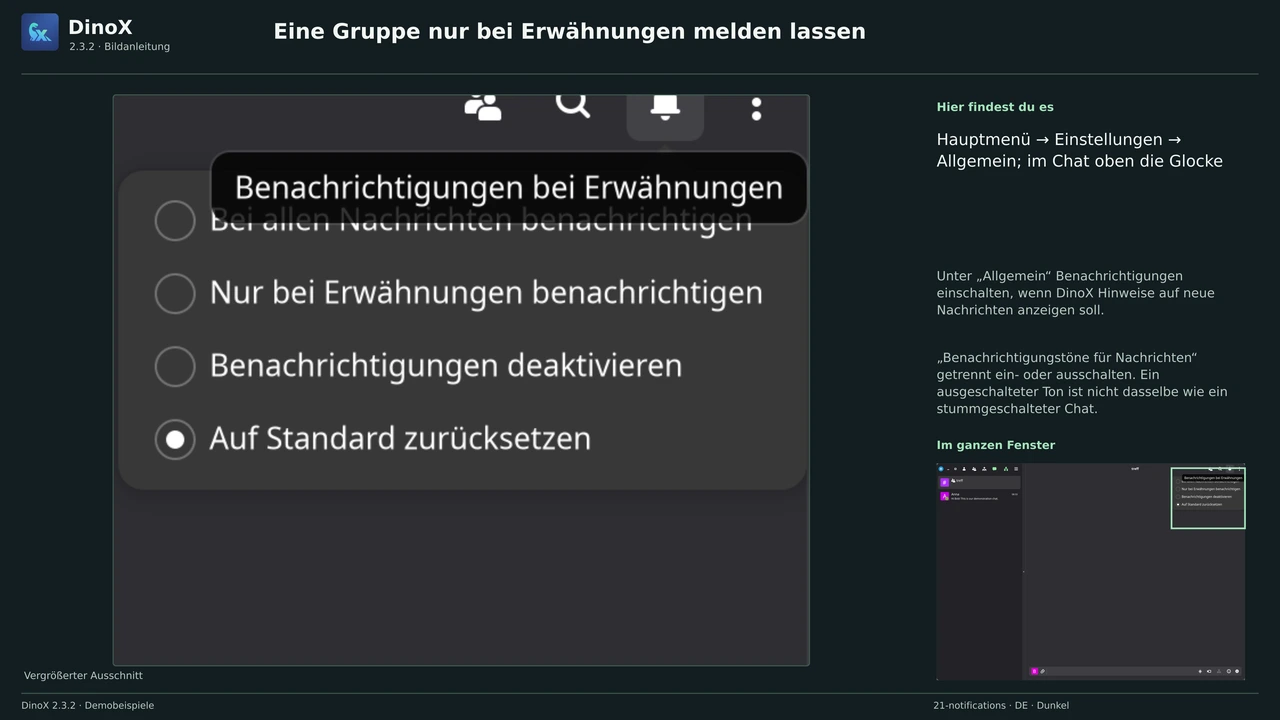 Eine Gruppe nur bei Erwähnungen melden lassen