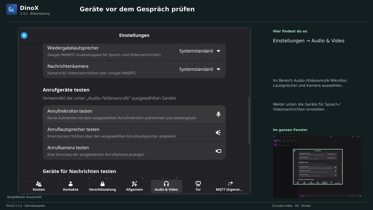 Geräte vor dem Gespräch prüfen