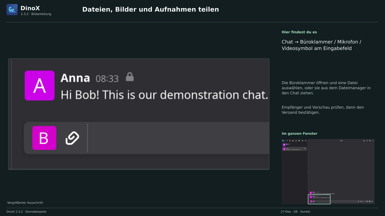 Dateien, Bilder und Aufnahmen teilen