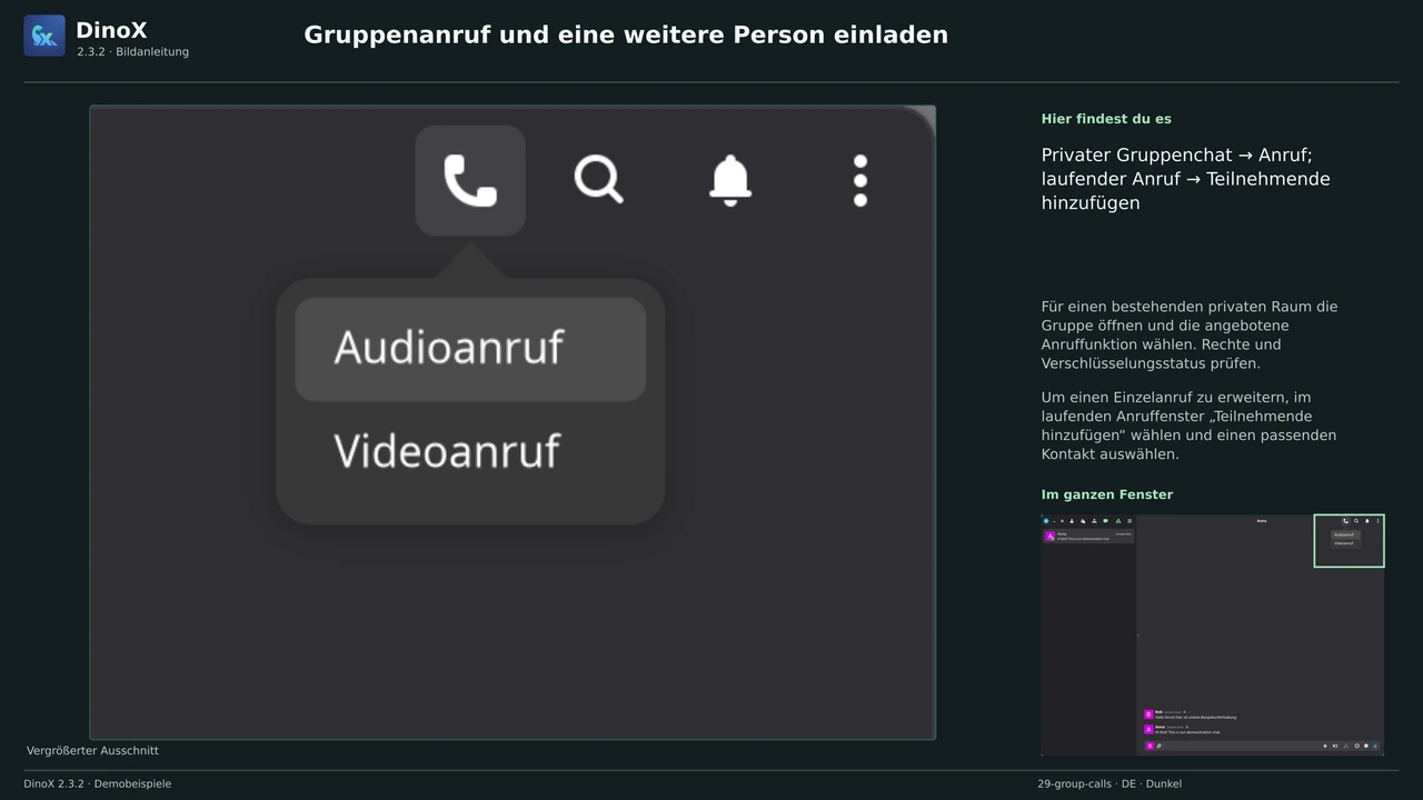 Gruppenanruf und eine weitere Person einladen