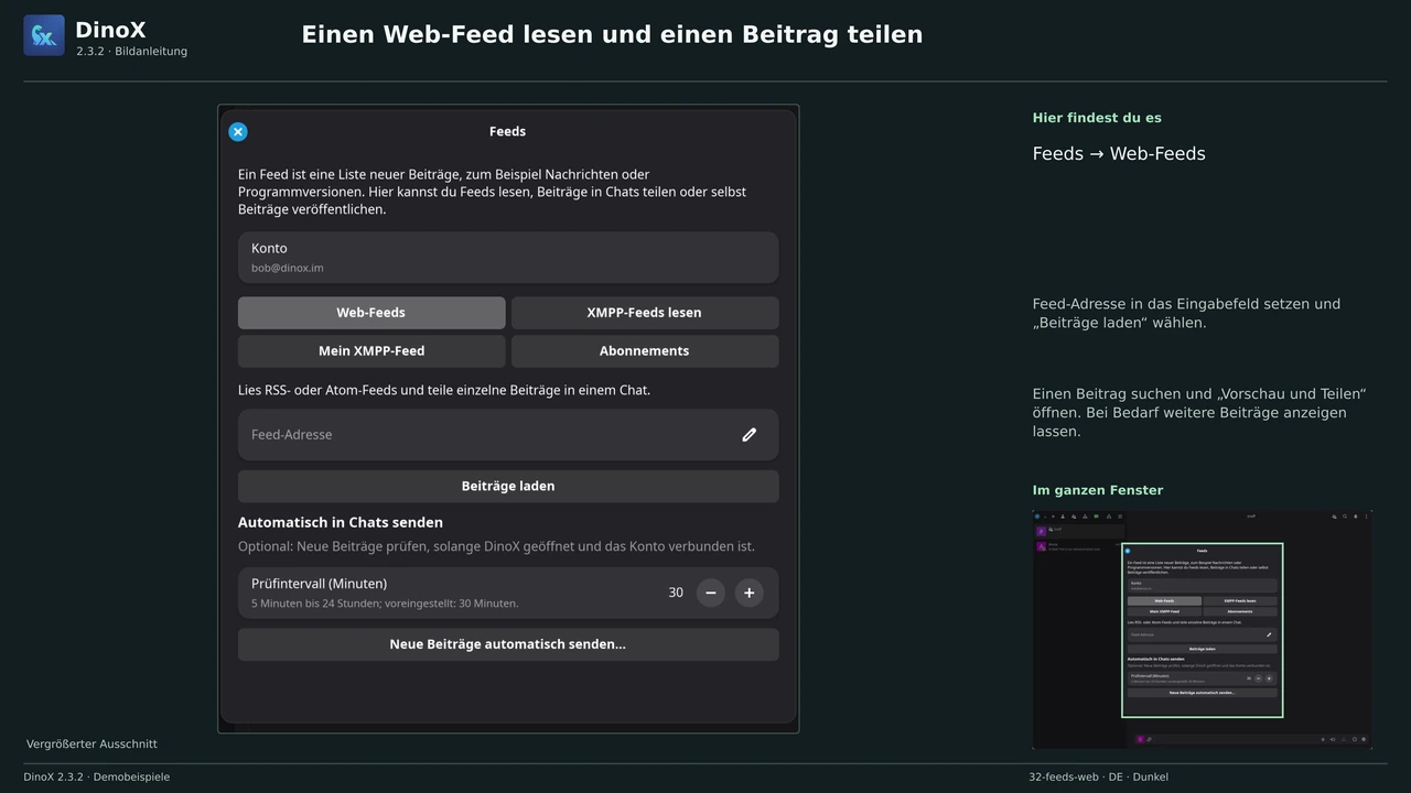 Einen Web-Feed lesen und einen Beitrag teilen