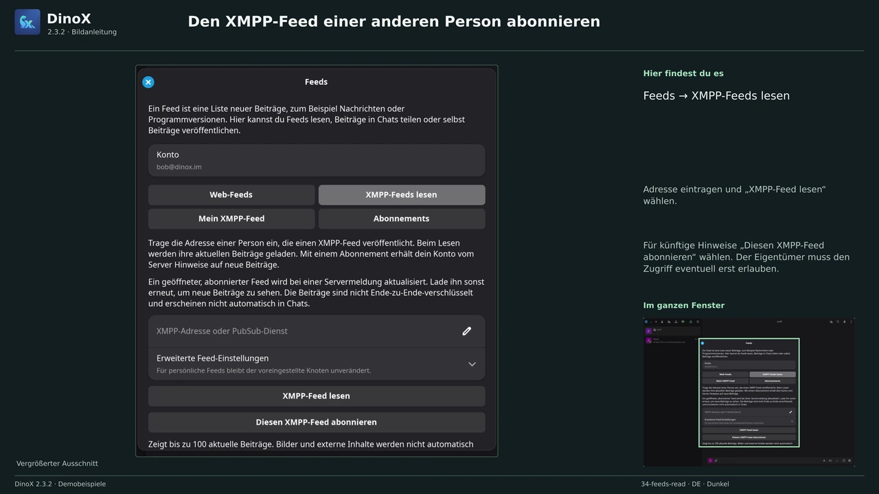 Den XMPP-Feed einer anderen Person abonnieren