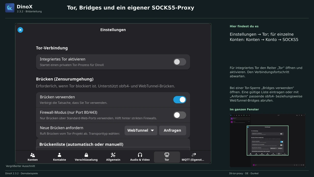 Tor, Bridges und ein eigener SOCKS5-Proxy