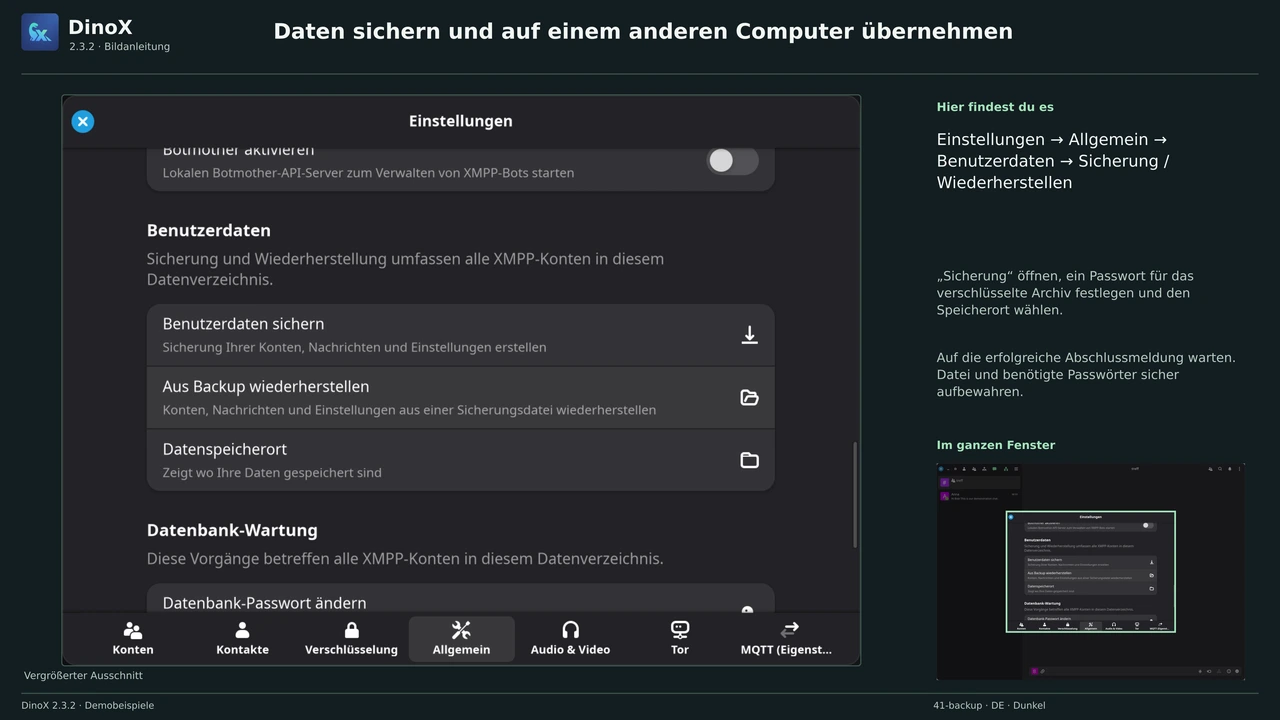 Daten sichern und auf einem anderen Computer übernehmen