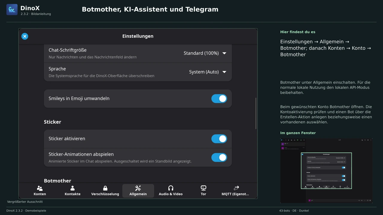 Botmother, KI-Assistent und Telegram