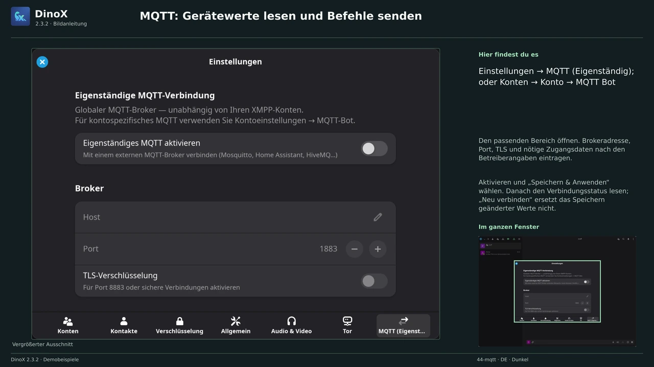 MQTT: Gerätewerte lesen und Befehle senden